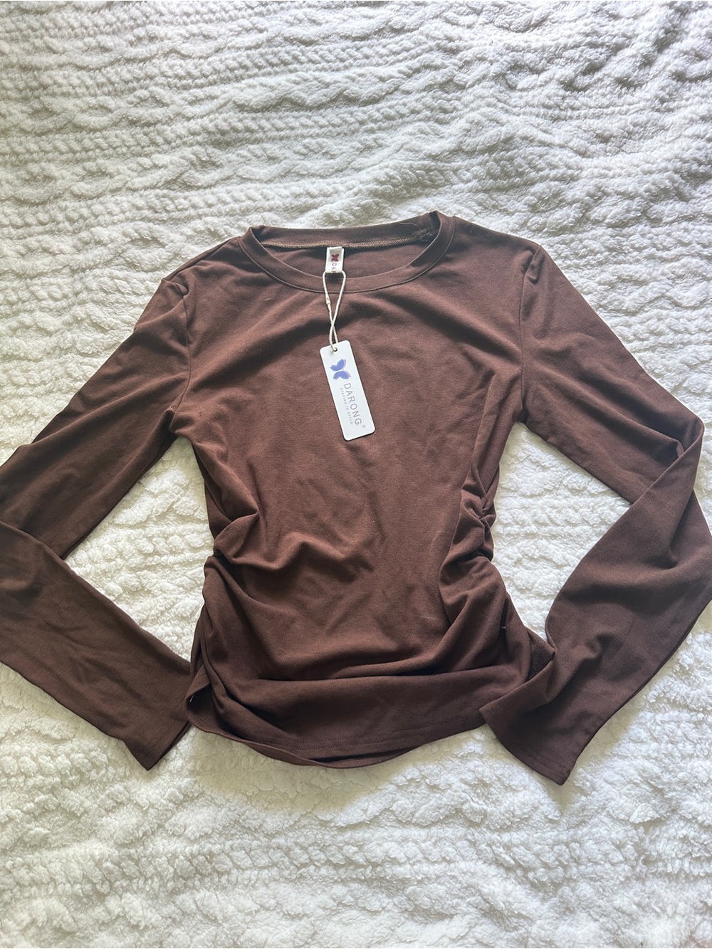 Women’s Long Sleeve Crewneck Top - Brown